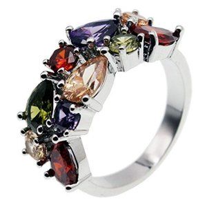 Multi Gemstone Ring Morganite Garnet Amethyst ring